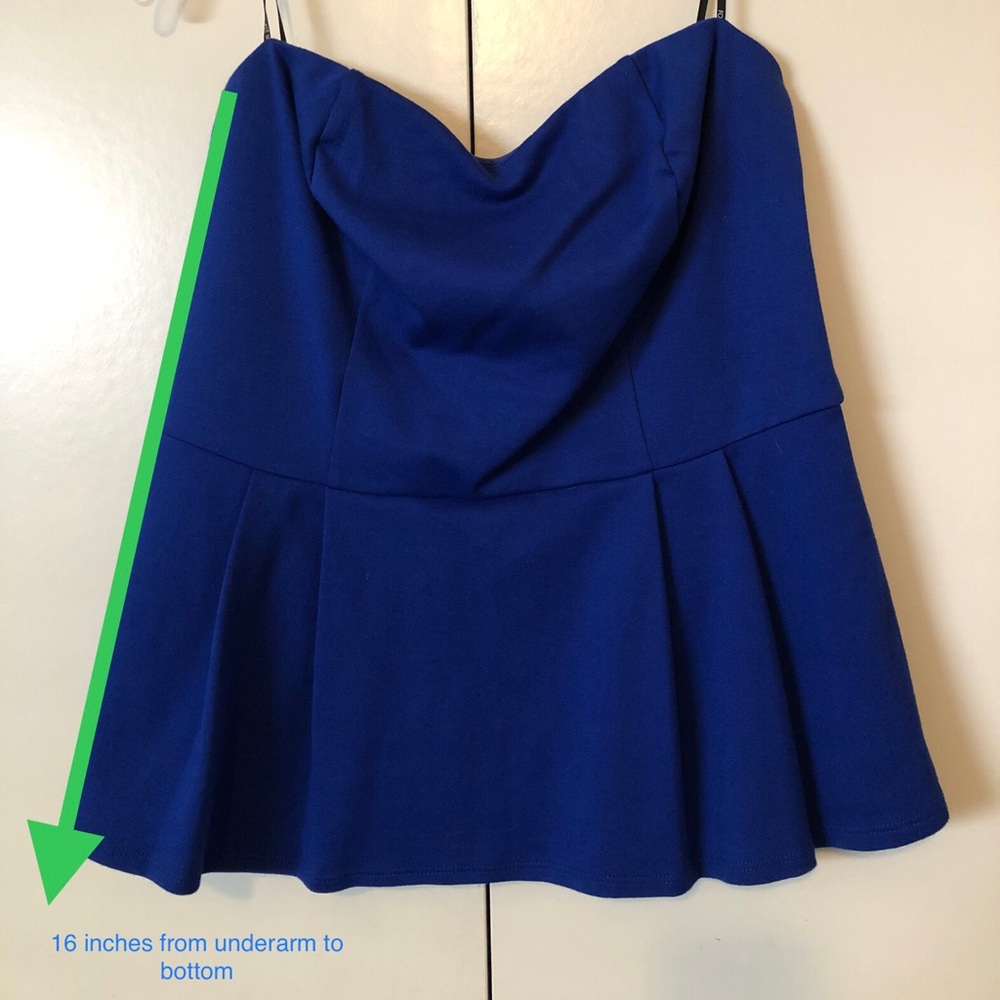 Cobalt Blue Strapless Peplum Top
